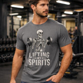 Lifting My Spirits Bodybuilding Skeleton Funny Gym T-Shirt