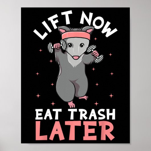 Lifting Opossum Funny Workout Bodybuilding Poster (Vorne)