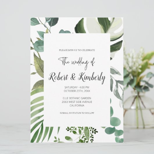 LIFY Botanical Eukalyptus Blätter Wedding Einladung (Stehend Vorderseite)