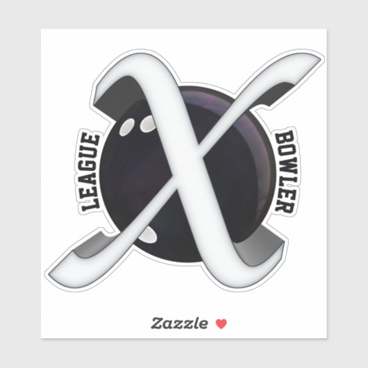 Liga Bowler, Bowling Ball mit X-Grafik, Vinyl Aufkleber (Blatt)