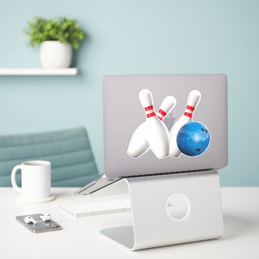Liga Bowling Ball & Buttone, Vinyl Sticker (Laptop auf Schreibtisch)