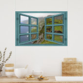 Liga Cliffs 6 Pane Open Window Poster (Küche)