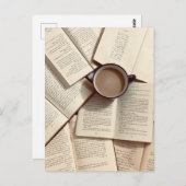 Light Academia Ästhetischer Kaffee und Bücher Postkarte (Vorne/Hinten)