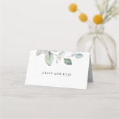 Light Airy Botanical Greenerity Wedding Platzkarte (Rückseite)
