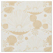 Light Airy Seashells Muster auf Weiß Stoff (Nahaufnahme)