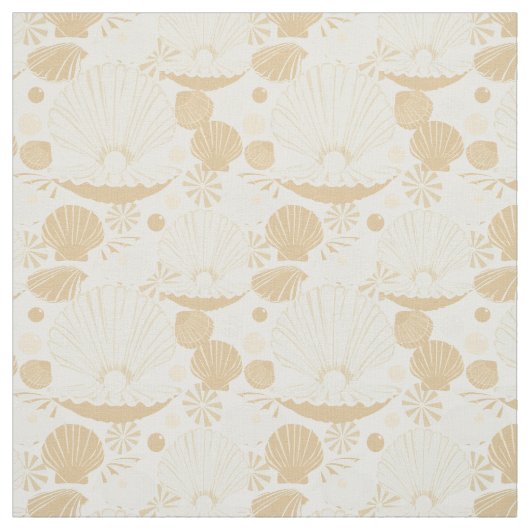 Light Airy Seashells Muster auf Weiß Stoff (Muster)