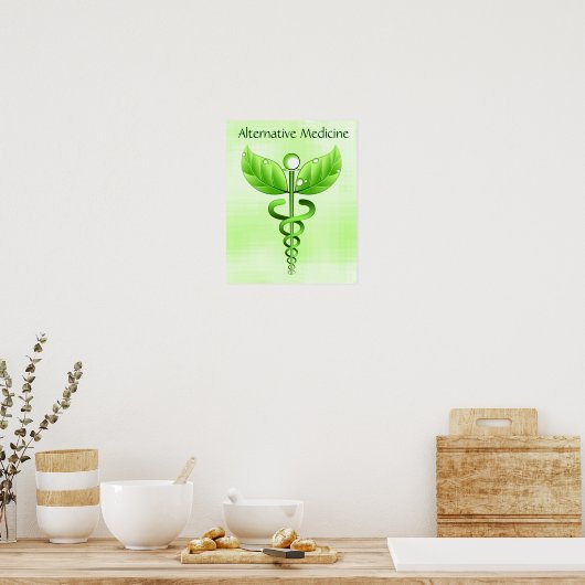 Light Alternative Green Medicine Caduceus Symbol Poster (Küche)