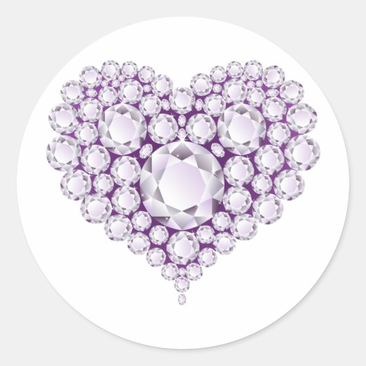 Light Amethyst Heart Gems Runder Aufkleber (Vorderseite)