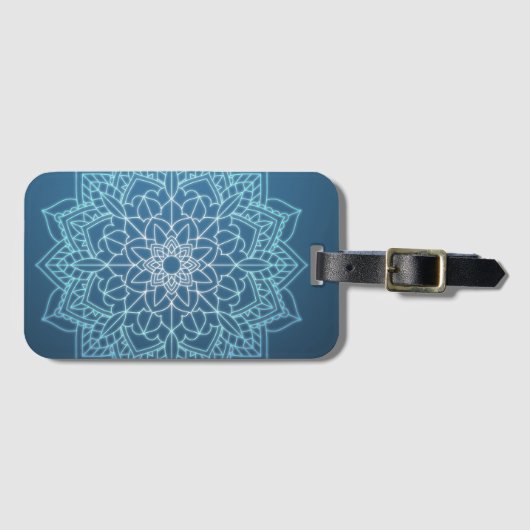 Light and Dark Blue Mandala Gepäckanhänger (Vorderseite (Horizontal))