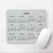 Light and Dark Grey 2026 Calendar Mousepad (Mit Mouse)