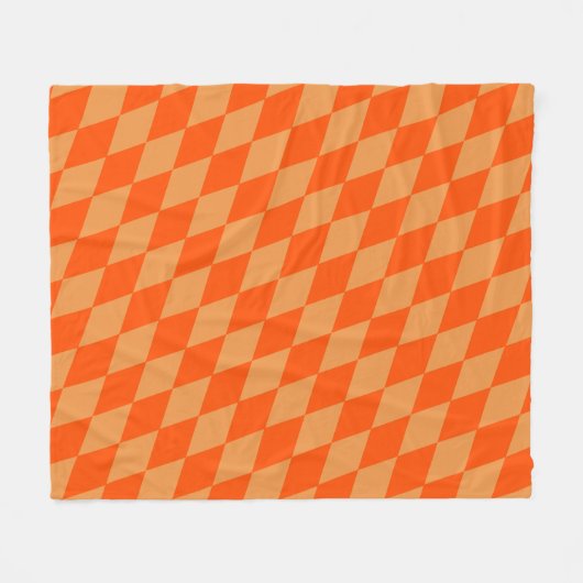 Light and Dark Orange Harlequin Diamonds Checkers Fleecedecke (Vorderseite (Horizontal))