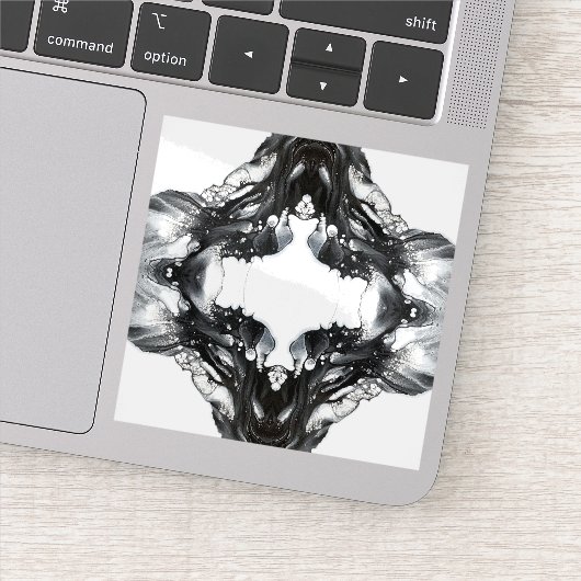 Light and Darkness Abstract Black White Fluid Art Aufkleber (Detail)