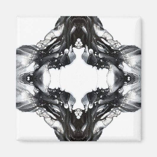 Light and Darkness Abstract Black White Fluid Art Magnet (Vorne)