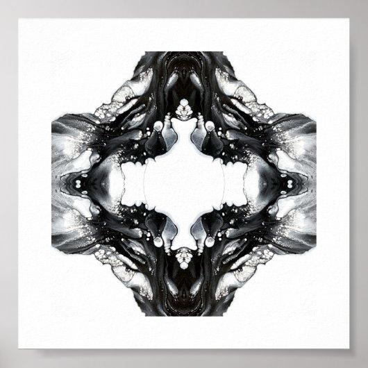 Light and Darkness Abstract Black White Fluid Art Poster (Vorne)