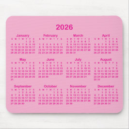 Light and Hot Pink 2026 Calendar Mousepad