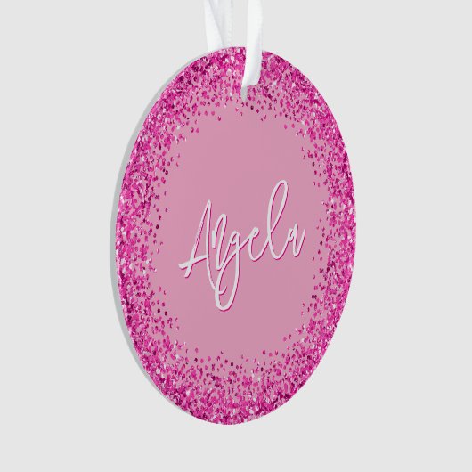 Light and Hot Pink Glitter Photo Ornament (Vorderseite)
