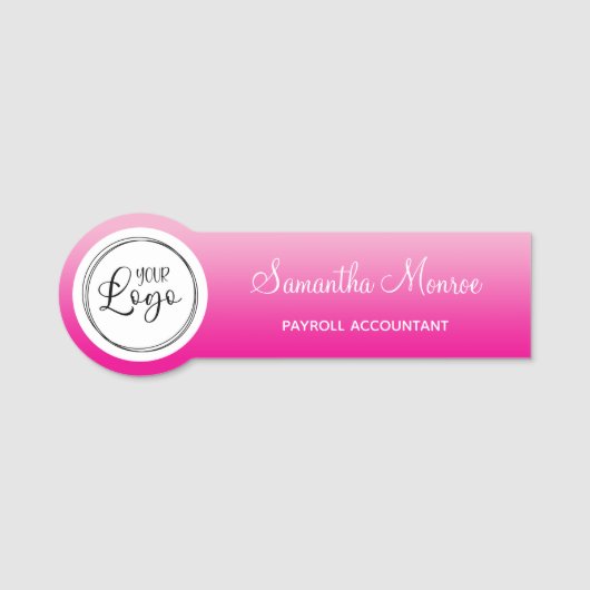 Light and Hot Pink Ombre Logo Name Title Namensschild (Vorderseite)