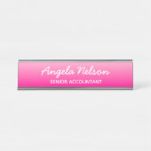 Light and Hot Pink Ombre Schreibtischnamensplakette (Vorderseite )