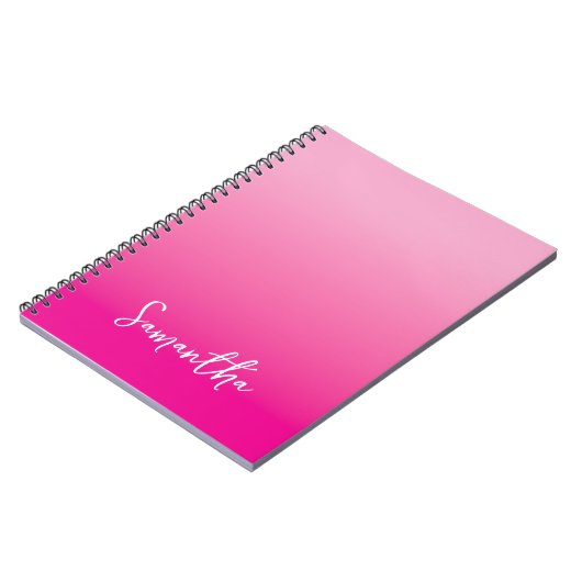 Light and Hot Pink Ombre Script Name Notizblock (Linke Seite)