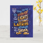 Light and Latkes Non-Foto Hanukkah Grußkarte Karte (Gelbe Blume)