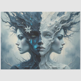 Light and Shadow Goddess Duality Fantasy Decoupage Seidenpapier