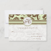 Light Apple Green Brown Response Card RSVP Karte (Rückseite)