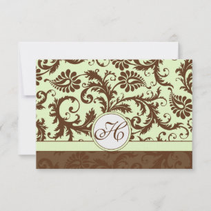 Light Apple Green Brown Response Card RSVP Karte
