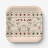 Light Apricot und Green Elegante Designer Square Pappteller (Vorderseite)