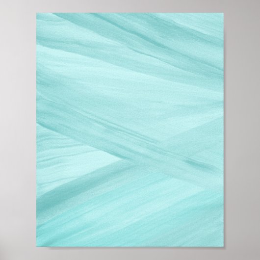 Light Aqua Blue Abstrakt Lines Pinselstrich Poster (Vorne)