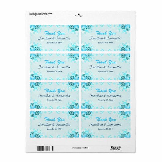 Light Aqua Blue Aquamarin Floral Große Gastgeschen (Vorne)