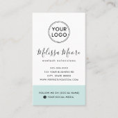 Light aqua blue feminine Custom Logo Social Media Visitenkarte (Vorderseite)
