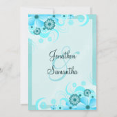 Light Aqua Blue Floral Hochzeitsdinner Probe Einladung (Rückseite)
