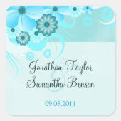Light Aqua Blue Floral Save the Date Gevor Sticker (Vorderseite)