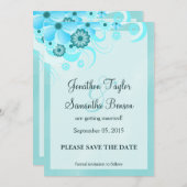 Light Aqua Blue Floral Speichern die Ankündigungen (Vorne/Hinten)
