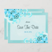 Light Aqua Blue Floral Wedding Save the Date Cards Ankündigungspostkarte (Vorne/Hinten)
