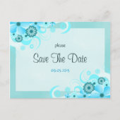 Light Aqua Blue Floral Wedding Save the Date Cards Ankündigungspostkarte (Vorderseite)