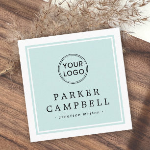 Light Aqua Blue grenzt Ihr Logo minimalistisch an Quadratische Visitenkarte