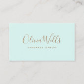 Light Aqua Blue Handgeschriebene Script Social Med Visitenkarte (Vorderseite)