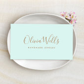 Light Aqua Blue Handgeschriebene Script Social Med Visitenkarte