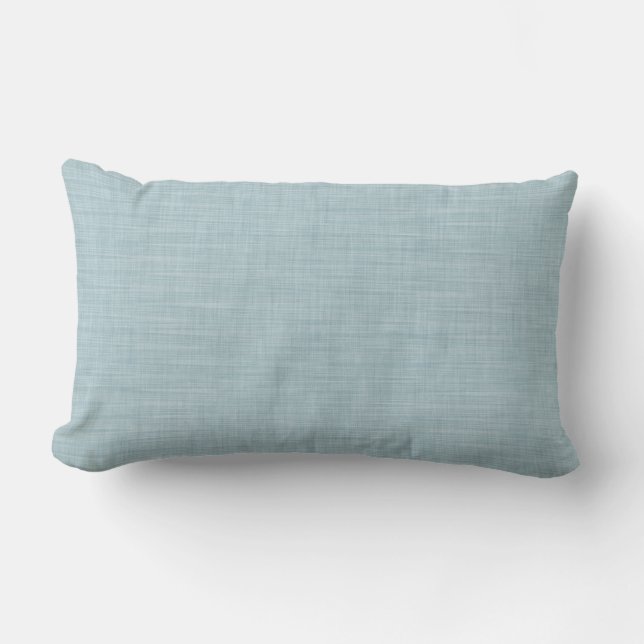 Light Aqua Blue Linen Textur Lumbar Kissen (Vorderseite)