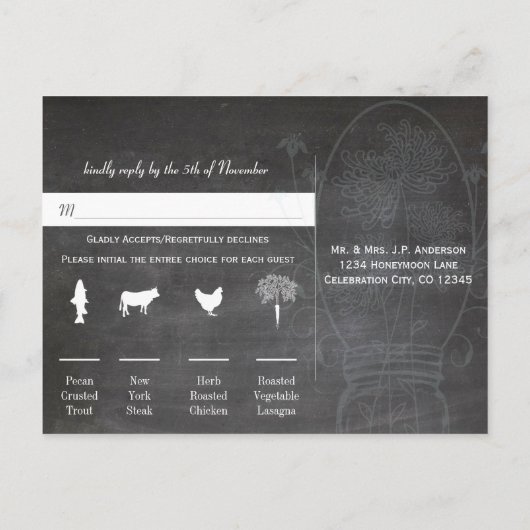 Light Aqua Blue Mason Jar Chalkboard Wedding Postkarte (Rückseite)