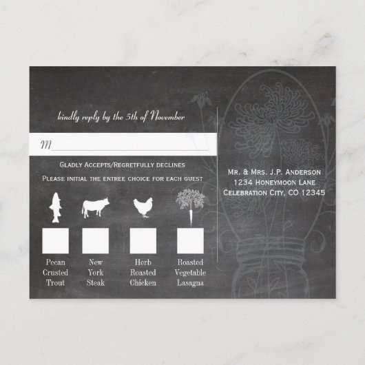 Light Aqua Blue Mason Jar Chalkboard Wedding Postkarte (Rückseite)