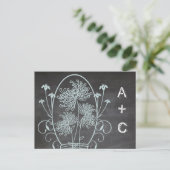 Light Aqua Blue Mason Jar Chalkboard Wedding Postkarte (Stehend Vorderseite)