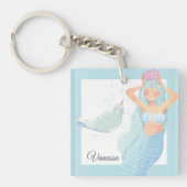 Light Aqua Blue Mermaid Party Adventure Schlüssela Schlüsselanhänger (Vorderseite)