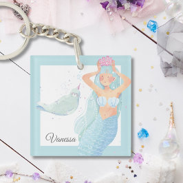 Light Aqua Blue Mermaid Party Adventure Schlüssela Schlüsselanhänger