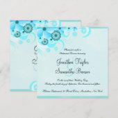 Light Aqua Blue Square Hochzeitsdinner Probe Einladung (Vorne/Hinten)