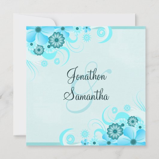 Light Aqua Blue Square Hochzeitsdinner Probe Einladung (Rückseite)