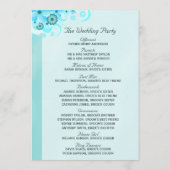 Light Aqua Blue Türkise Floral Wedding Program Programm (Rückseite)