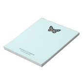 Light Aqua Blue Watercolor Butterfly Logo Notizblock (Rotiert)