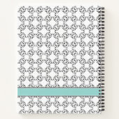 Light Aqua Box auf Schwarz & Weiß Muster Notizblock (Rückseite)